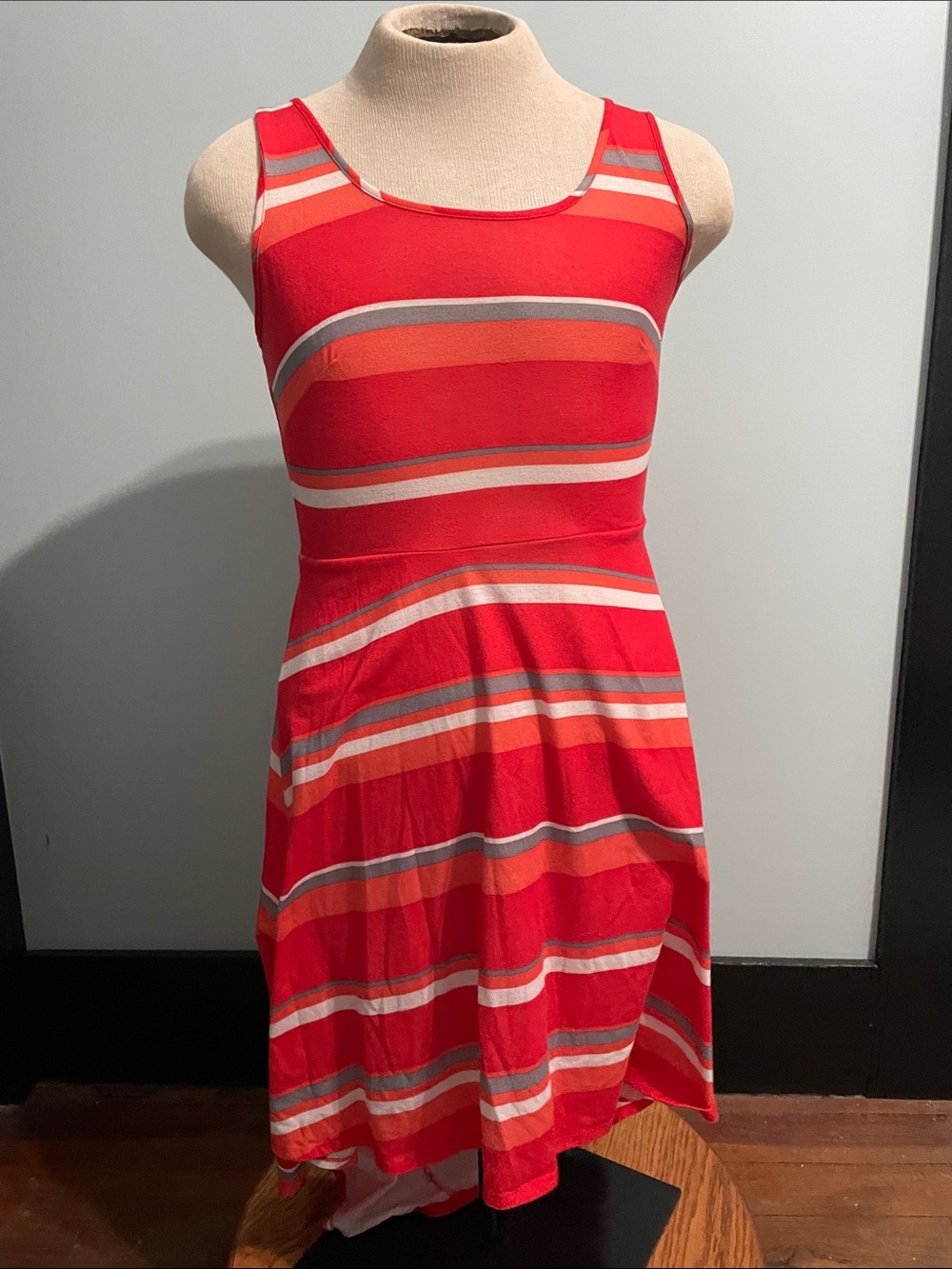 Cato High Low Swing Dress​ Size Small Orange Stripe